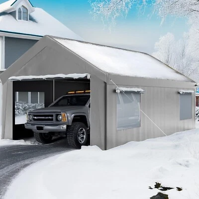 ECOLINEAR Outdoor 10'x20' Heavy Duty Carport Canopy Garage Shed Tent w/2 doors&4 Windows