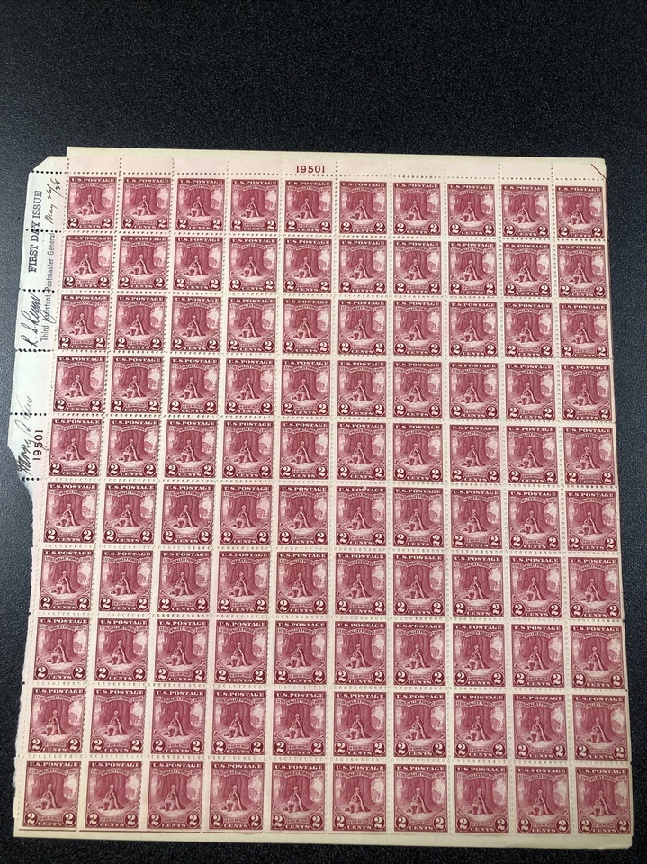 645 Sheet Of 100 Pasted On Paper Signed First Day Of Issue & Postmaster. - Image 1 of 4