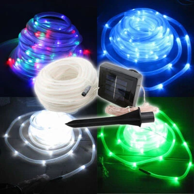 Solar LED powered Fairy String Rope strip Lights Outdoor Waterproof garden patio - Image 1 of 4