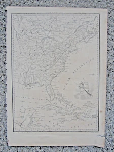Original Engraved 1820s French Map United States East Coast & Greater Antilles - Picture 1 of 6
