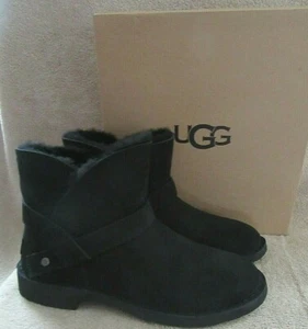 UGG 1126673 Black Suede Leather Water Resistant Ankle Boots Shoes US 9 EU 40 NWB - Picture 1 of 12