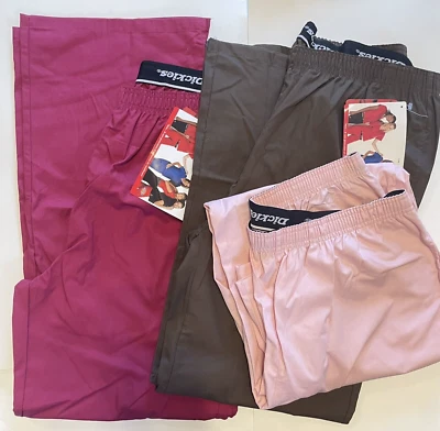 Lot of 3 Dickies Hip Flip Boot Cut Scrub Pants Womens XL Brown, Rose, Burgundy - Image 1 of 4