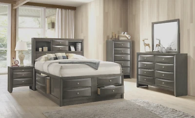 NEW ULTIMATE Gray Storage Queen King 5PC Modern Bedroom Furniture Set B/D/M/N/C - Image 1 of 4