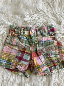 Girls GAP PLAID SHORTS Patchwork GREEN PINK PURPLE Tailored Rear Pockets Size 5 - Picture 1 of 5