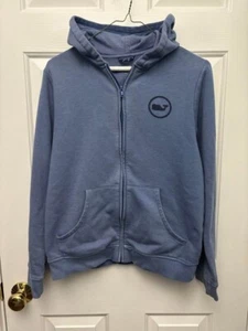 Boys Vineyard Vines blue whale logo zip up hooded sweatshirt, size L - Picture 1 of 1