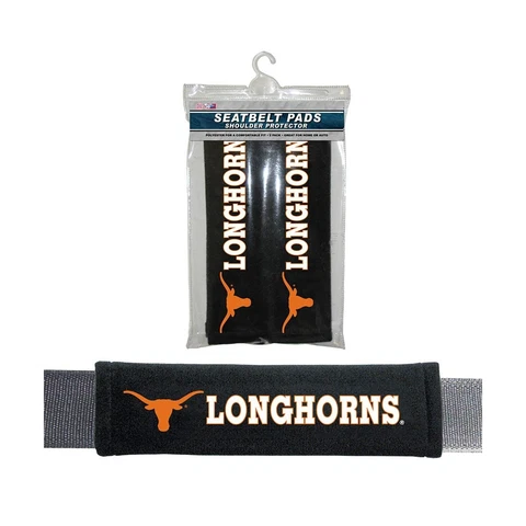 NCAA Seat Belt Pads Texas Longhorns 10" x 2.5" (Pack of 2) Black/Team Colors Cover