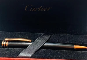 Favolosa penna a sfera Cartier Meisterstuck corpo nero e oro rosa {inchiostro blu} - Foto 1 di 6