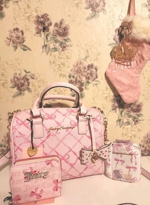 Juicy Couture Coquette Rosa Precioso Bolso con Lazo y Cartera a Juego 🩷Regalo Gratis🩷 Foto 1 de 4