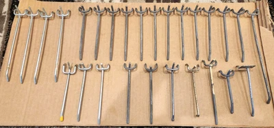 (27) Vintage! Various Style Steel Pegs! Straight Curved ~1/8" Dia. For Pegboard - Image 1 of 4