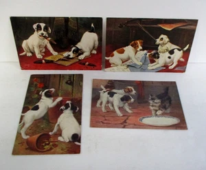 Lot of 4 Tuck Oilette Jack Russell Terrier Puppy Postcards - Picture 1 of 2
