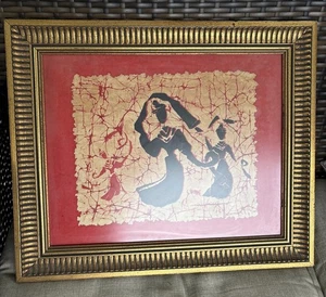 The Art Of Batik Antique Original Chinese Sleeve Dance Framed Wall Hanging Rare - Picture 1 of 17