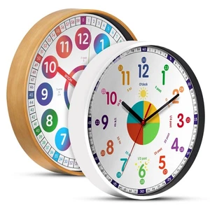 10/12 Zoll Bildungszeit Unterricht Wanduhr leise bunt Kinder Lernuhr - Bild 1 von 33