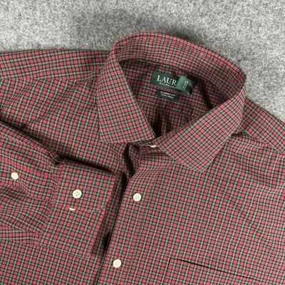 Lauren Ralph Lauren Mens 18 34/35 Red Green Plaid Classic Fit Non Iron Shirt - Image 1 of 4