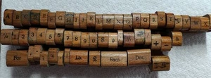 50+ Wood And Rubber Stamp Block Set Vintage Words, Letters, Numbers, Symbols - Picture 1 of 5