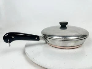 Revere Ware Pre 68 Double Ring 9” Inch Skillet Copper Clad Bottom Fry Pan W/Lid - Picture 1 of 12