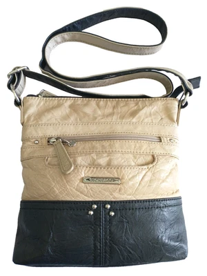 Bolso Bandolera Stone & Co Stone Mountain Cuero Beige Negro Correa Ajustable Foto 1 de 4