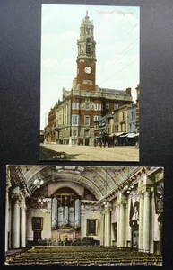 Colchester 2 x TOWN HALL & INTERIOR showing THE MOOT HALL ORGAN c1906 Postcard - Picture 1 of 7