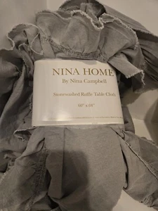 NINA HOME NINA CAMPBELL 60"×84" MANTEL GRIS VOLANTES NUEVO EN PAQUETE - Imagen 1 de 1
