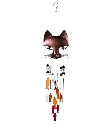 Charming Cat and Fish Wind Chimes Handmade Metal Cat Fish Wind Chimes - Image 1 of 4