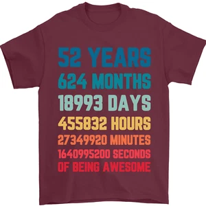 52nd Birthday 52 Year Old Mens T-Shirt 100% Cotton - Picture 1 of 93