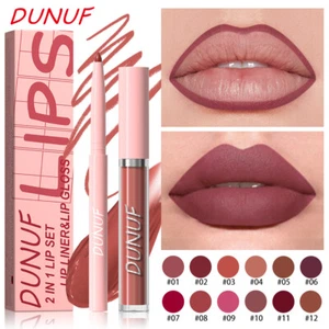 Lip Liner & Rossetto 2 in 1 - Lucidalabbra Velluto Opaco, Impermeabile, Lunga Durata - Foto 1 di 21
