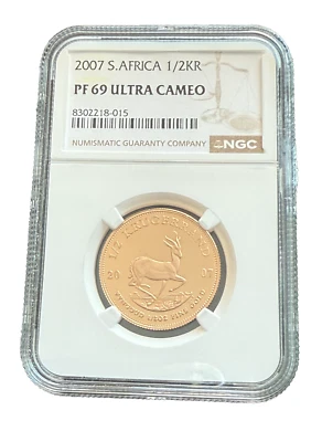 South Africa 2007 Gold 1/2 oz 1/2 Krugerrand NGC PF69UC - Image 1 of 2