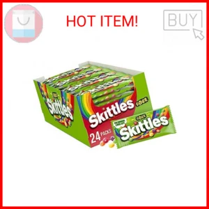 SKITTLES Sours Individually Wrapped Full Size Chewy Candy Packs, 24 Ct Bulk Box - Picture 1 of 2