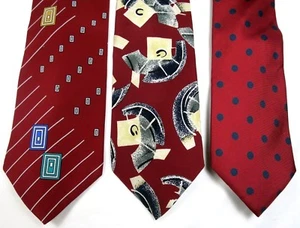 Valentino Brandini Lorenzo 3 Silk Ties Dots Stripe Abstract Red White Blue Black - Picture 1 of 9
