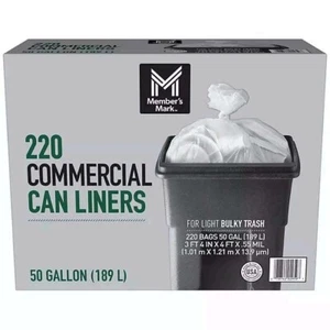 Member's Mark 50-Gallon Commercial Can Liners, Choose Count 220, 440,Or 880 Bags - Picture 1 of 5