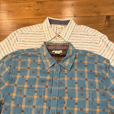 Camisa Carbono 2 Cobalto Para Hombre Mediana Manga Corta Algodón Geométrico LOTE DE 2 Foto 1 de 4