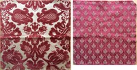 Lovely 1940's Cut French Velvet Woven Damask  & A 19th C. Jacquard Leaf Fabric