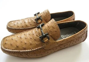 SALVATORE FERRAGAMO Light Brown Ostrich Leather Shoes Size 7.5 US 41.5 EU 6.5 UK - Picture 1 of 12