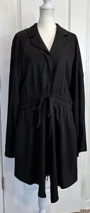 TEREA by Andrea Pitter Womens Duster Jacket XL Zip Up Tie Waist Black Classic - Imagen 1 de 13
