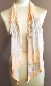 Echo Scarf Silk Apricot Mauve Cream Reverses Hat Head Band 52x7"  Vintage Flaw - Picture 1 of 7