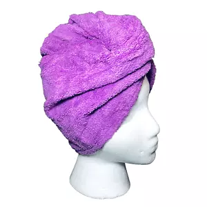Turbie Hair Towel 100% Cotton Pink Soft Absorbent Terry Bath Shower Spa Gift - Picture 1 of 14