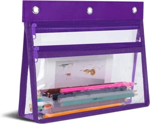 Pencil Pouch for 3 Ring Binder with 1.5 inch Expandable Large Capacity, Double P - Picture 1 of 6