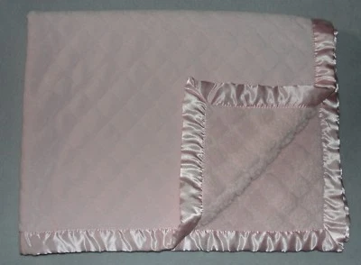 Koala Baby Plush Pink Furry Blanket Satin Trim Edge Diamond Quilted Sherpa - Image 1 of 4