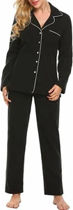 Women 2X Fleece Pajama Set,Women Long Sleeve Nightwear Fleece Pajamas Suit - Picture 1 of 5