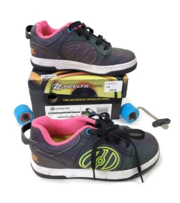 Zapatos juveniles Heelys Voyager con ruedas negros reflectantes talla 3 Foto 1 de 4