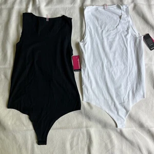 2 Commando Essential Cotton Tank Bodysuits Black & White Size XL New With Tags - Picture 1 of 11