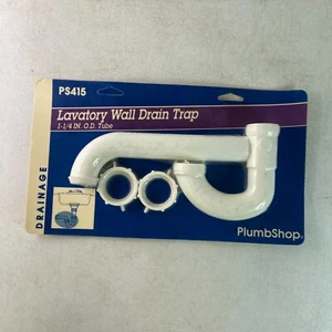 Lavatory Wall Drain Trap 1 - 1/4 In. O.D. White Plastic PlumbShop NOS 1998 PS415 - Picture 1 of 7