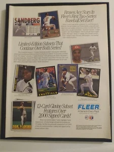 1993 Fleer Baseball Card Vintage MAGAZINE Print Ad Framed (New Frame) Glavine - Photo 1/2