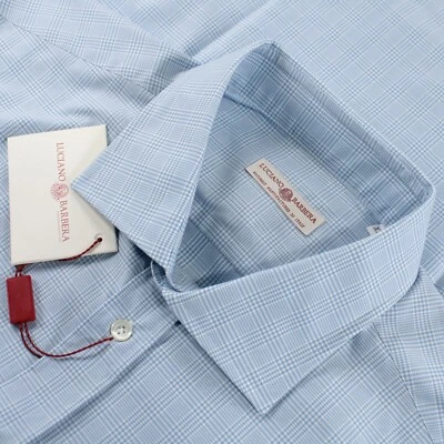 Luciano Barbera NWT Button Up Sport Shirt Size 2XL In Light Blue & White Plaid  - Image 1 of 4