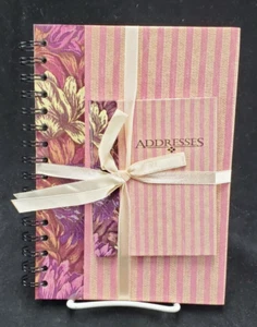 New Spiral Journal Notebook & Address Book Set Floral Design Rose Color - Picture 1 of 4