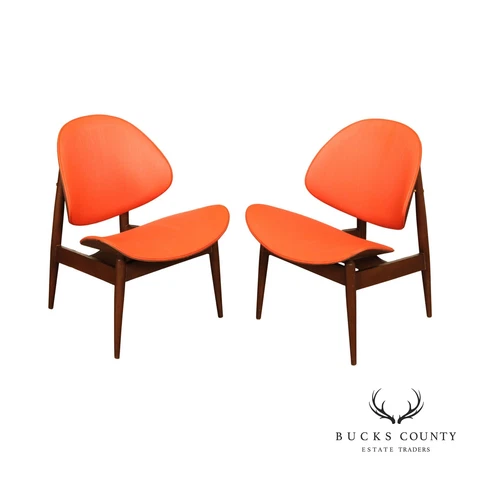 Kodawood Mid Century Modern Pair of Clam Shell Side Chairs Cover