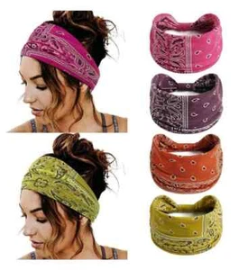 Boho Style Paisley Bandana breit geknotet Stirnband Haargummi Turbon 1090 - Bild 1 von 5