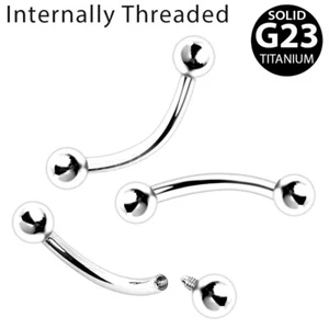 16G 5/16" 3/8" 7/16" 1/2" TITANIUM INTERNALLY THREADED Ball CURVED BARBELL - Picture 1 of 5