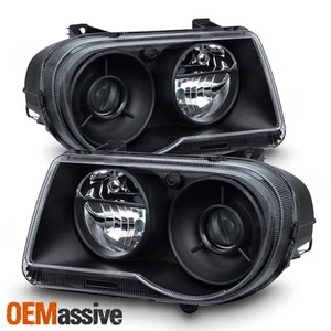 Fit 2005-2010 Chrysler 300C Black Projecter Headlights 2006 2007 2008 2009 - Picture 1 of 4