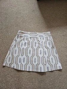 Fransa FRN Cream Brown Cotton A-Line Panel Pleats Knee Length Skirt Size 14, - Picture 1 of 6