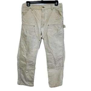 Vintage Carhartt Faded Distressed Double Knee Carpenter Workwear Pants USA Made - Picture 1 of 10